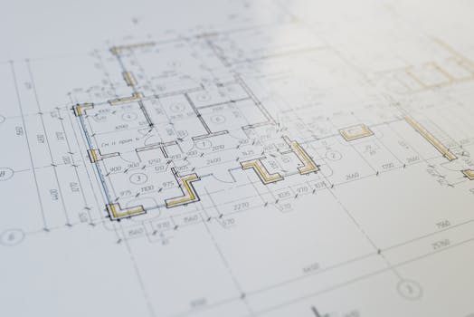 High-resolution close-up of an architectural floor plan showcasing design details.
